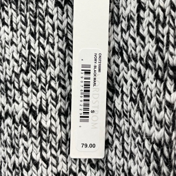 New Caslon Marled Knit Draped Open Front Cardigan Sweater Black White Size Small - Picture 13 of 16